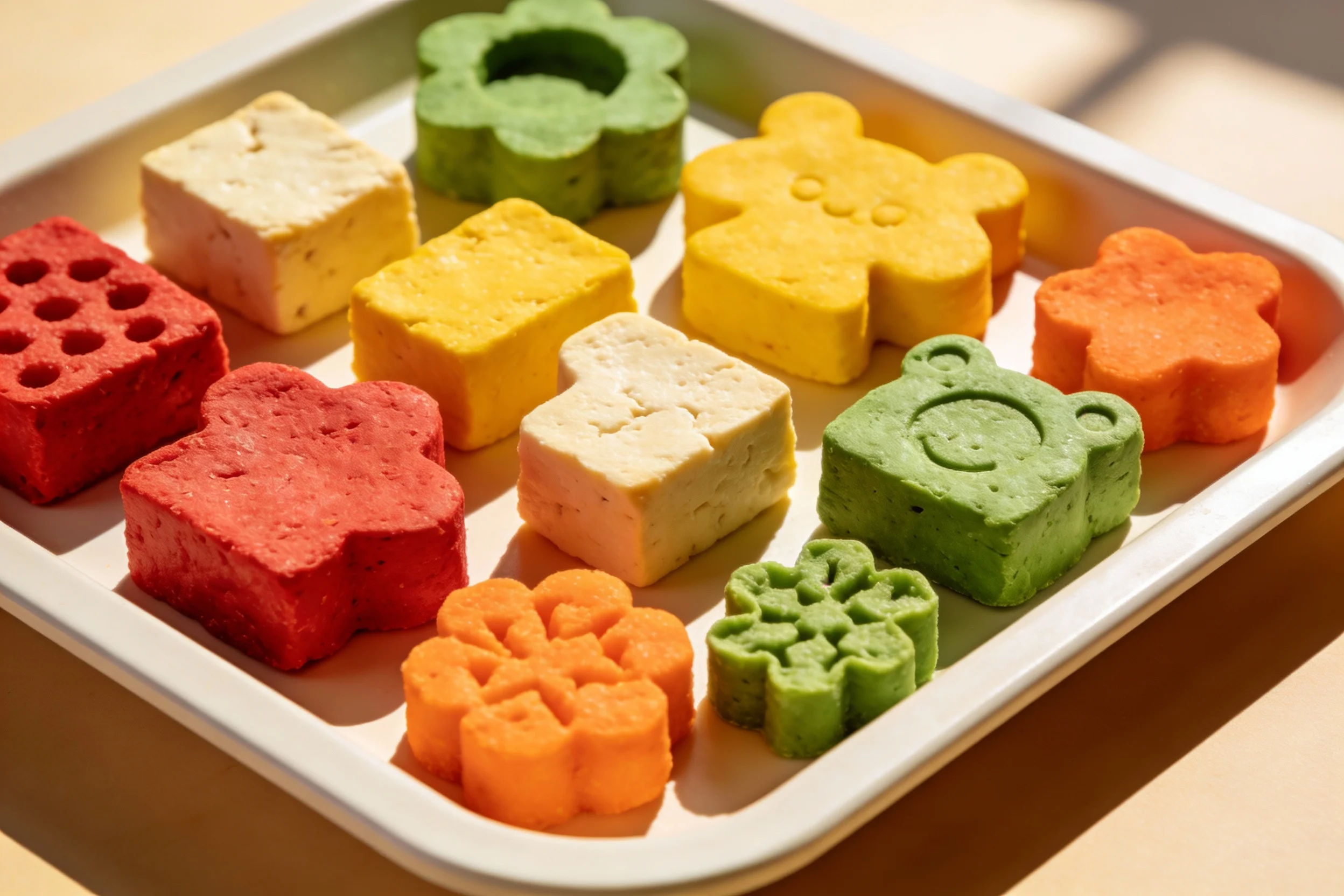 Colorful tofu snack platter
