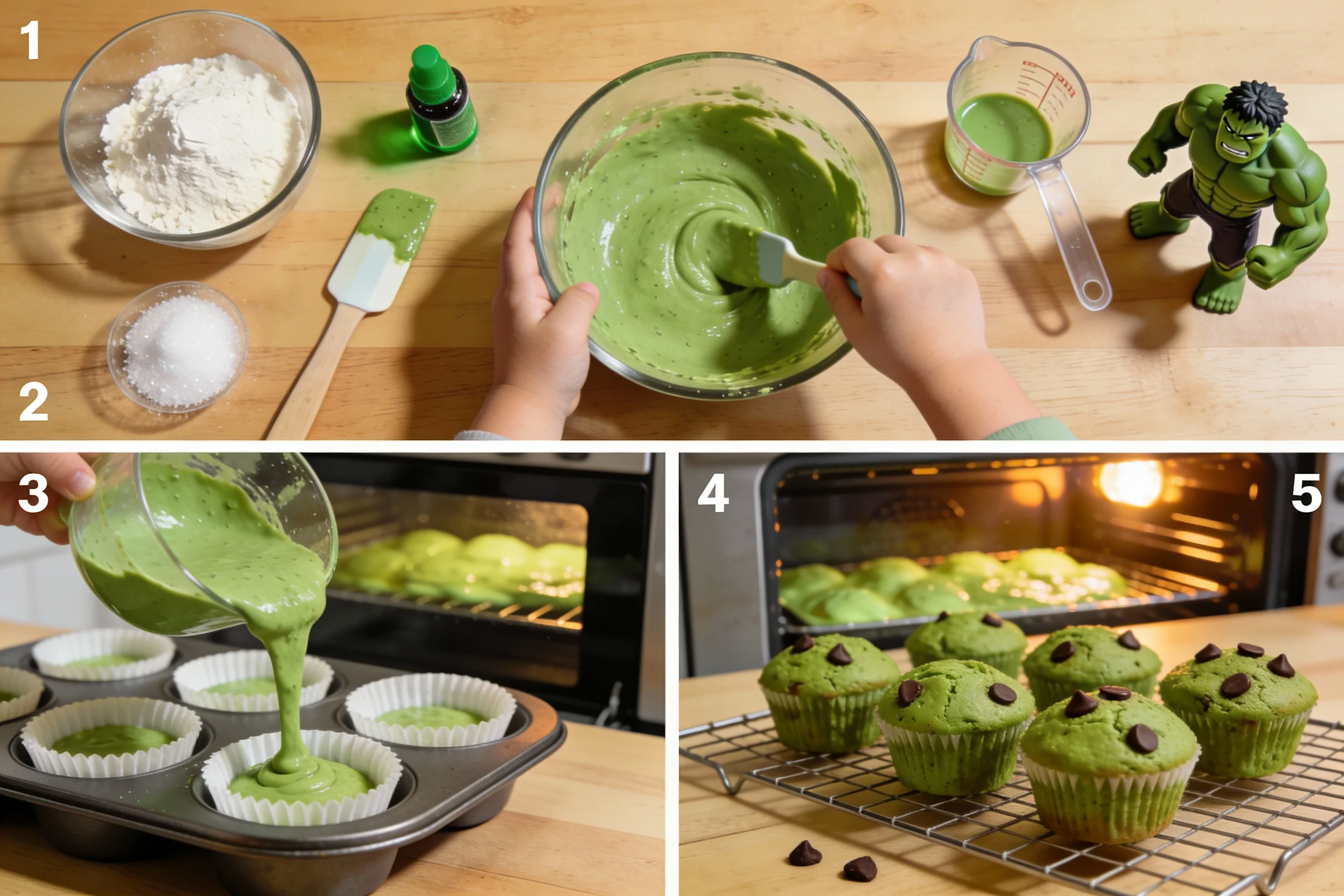 Process of making Hulk Muffins