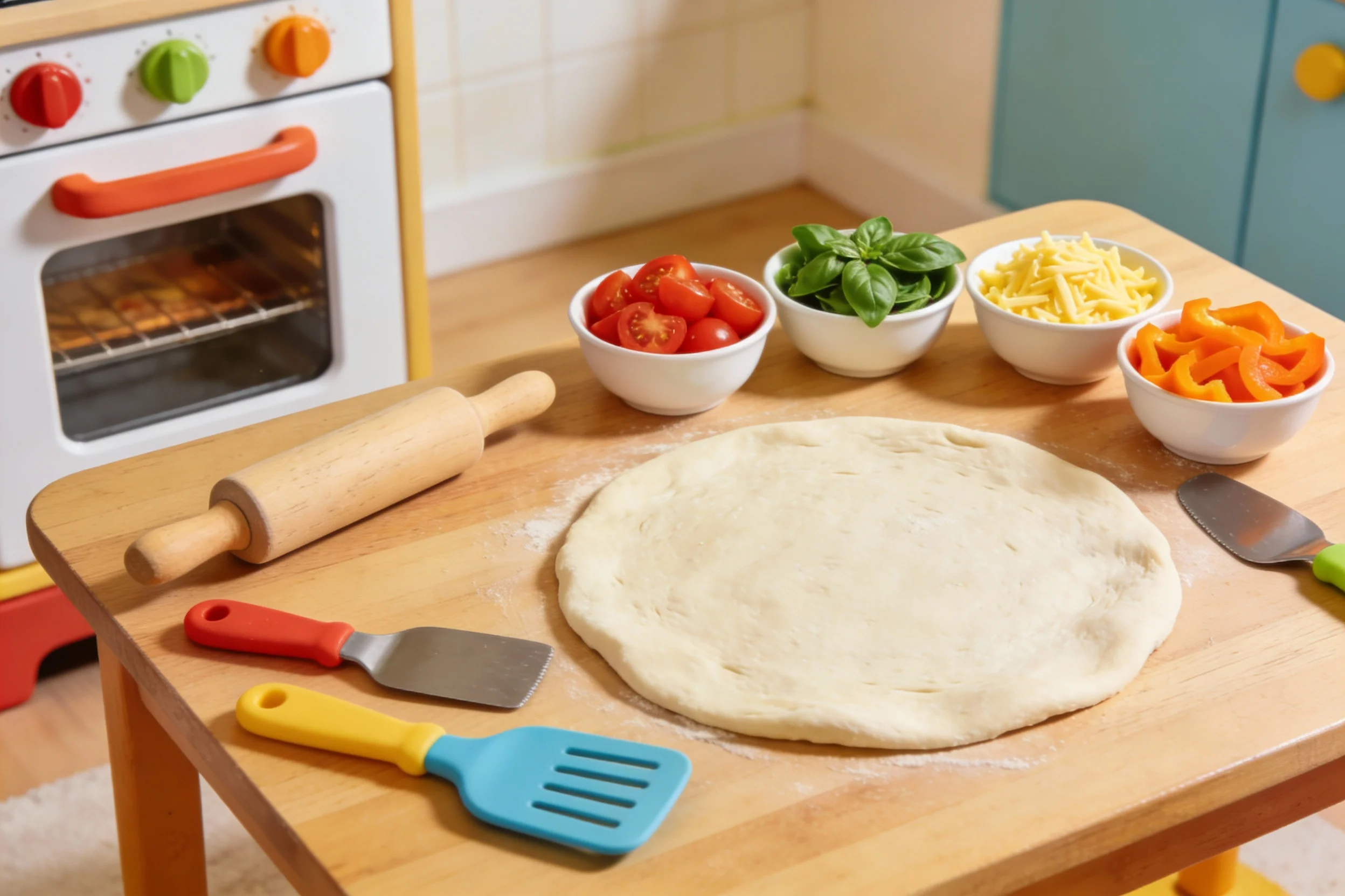 DIY pizza station set up for kids