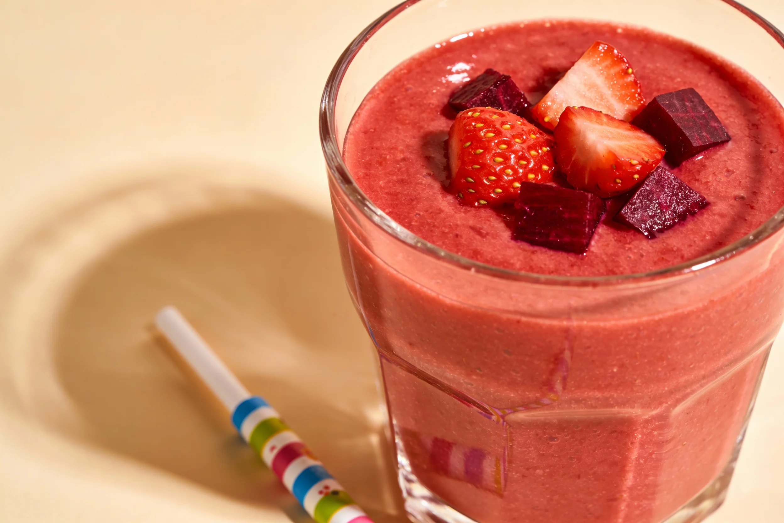 Red smoothie with strawberries and beets