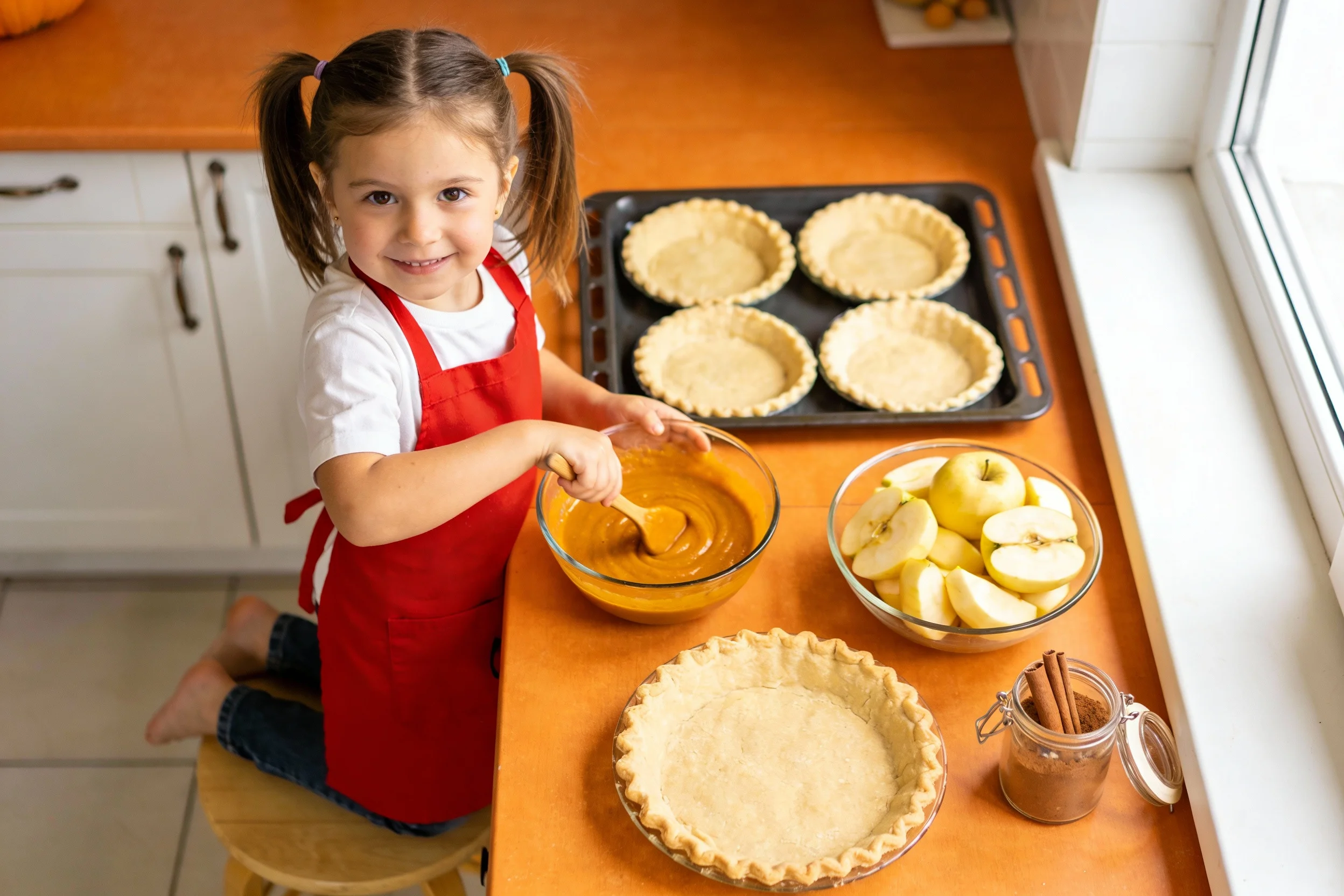 Child helping with Thanksgiving cooking