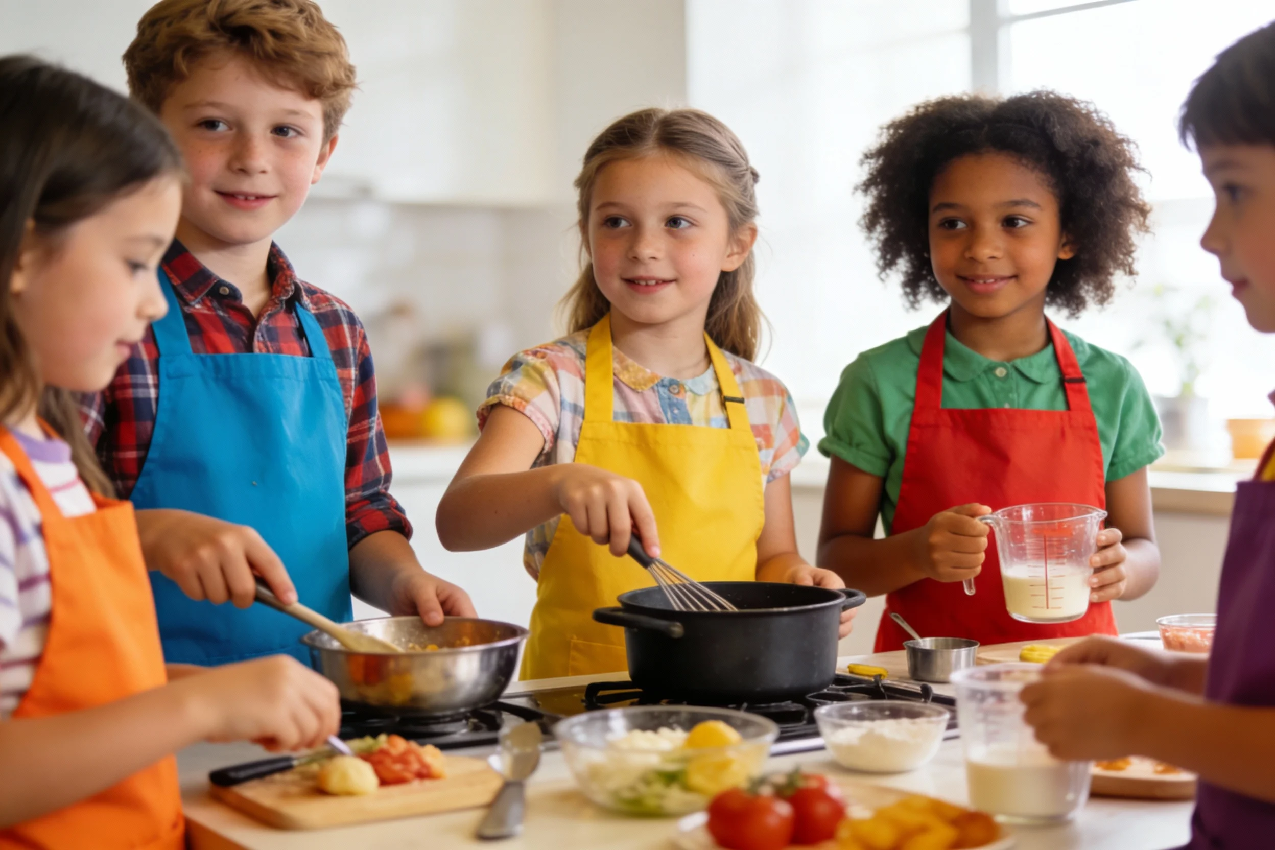 Children cooking in a virtual class