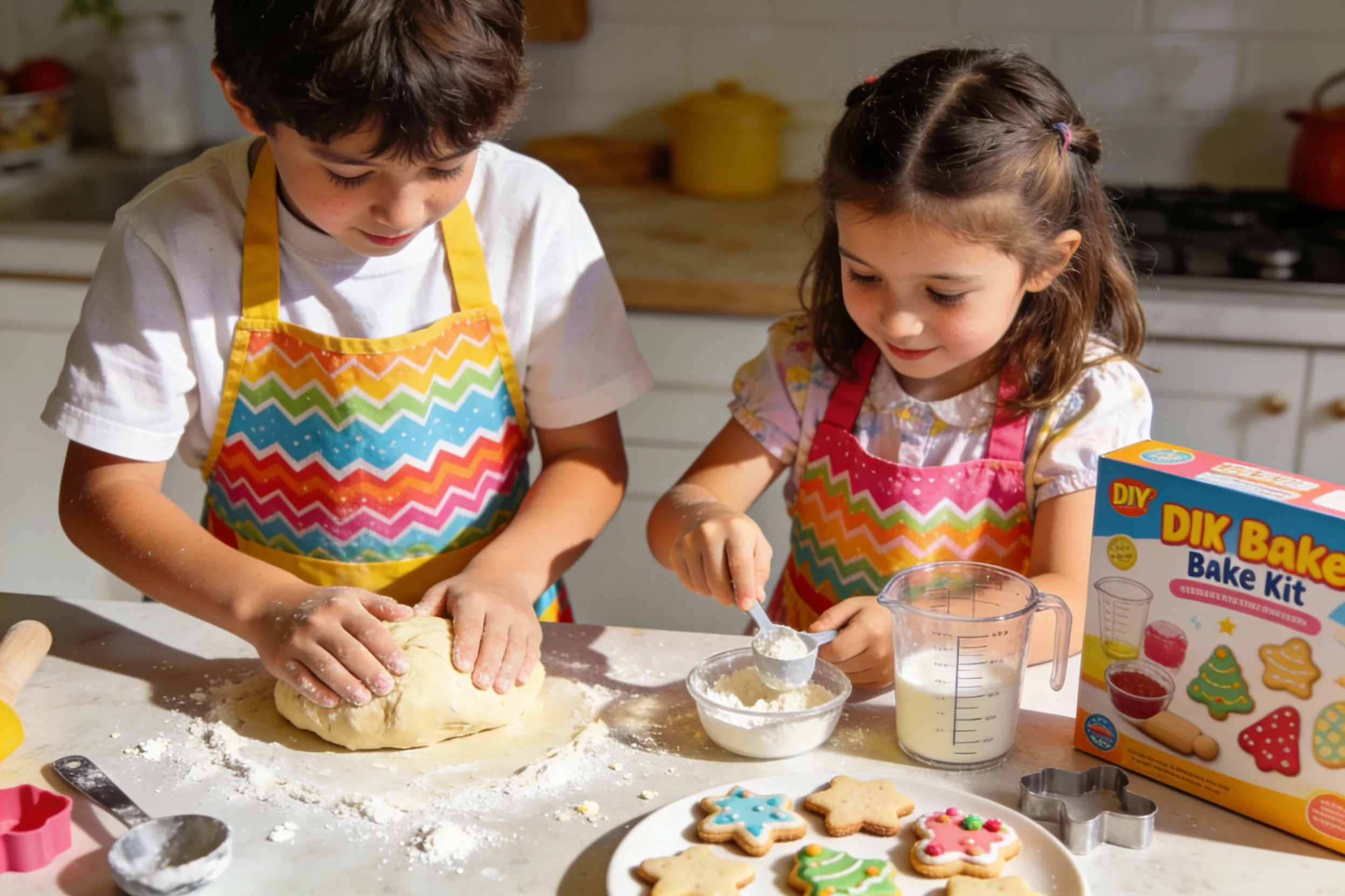 Children baking with a DIY kit