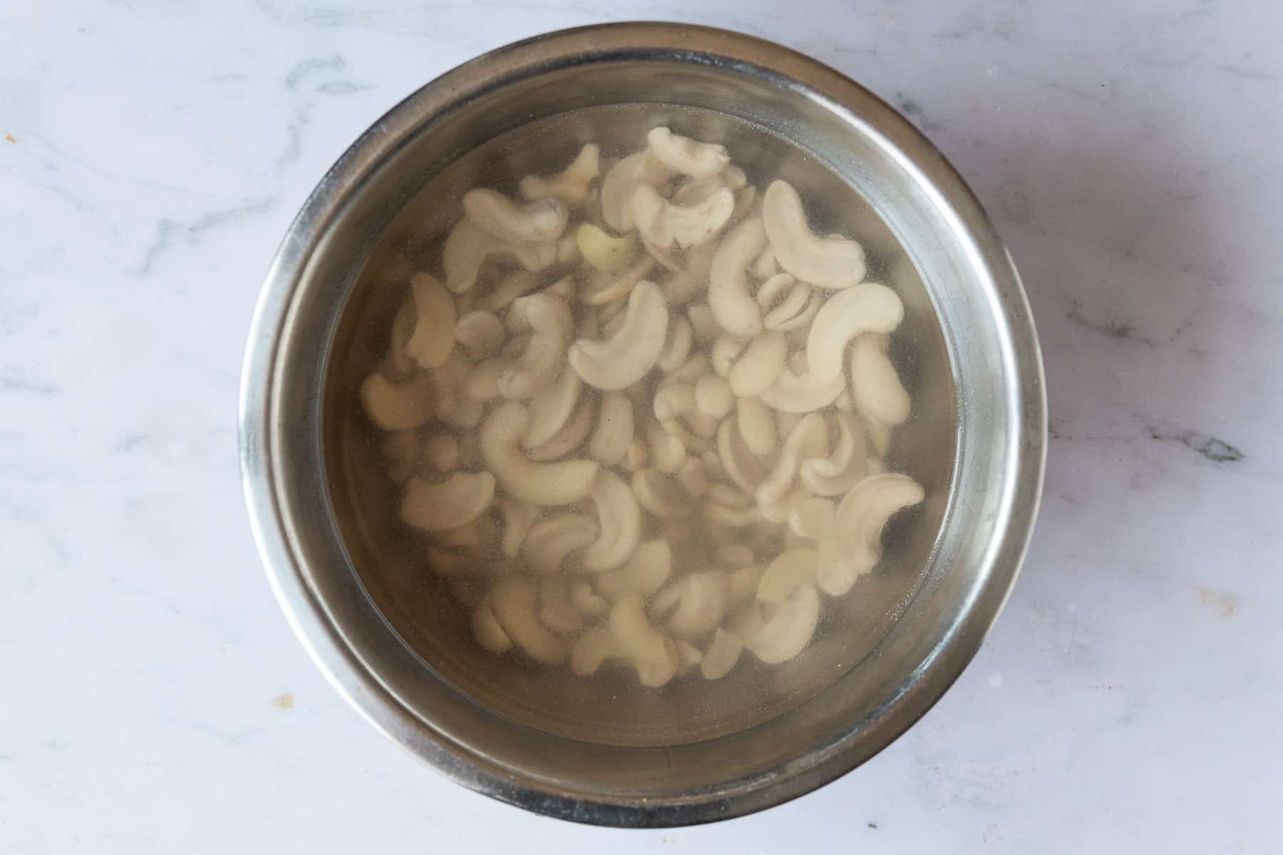 step 1 - soaking the cashews